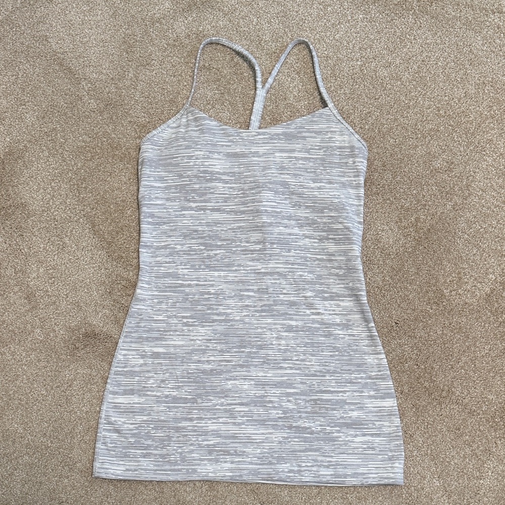 LuLuLemon Power Y Women's Tank Top Size 4 Gray and White Striped